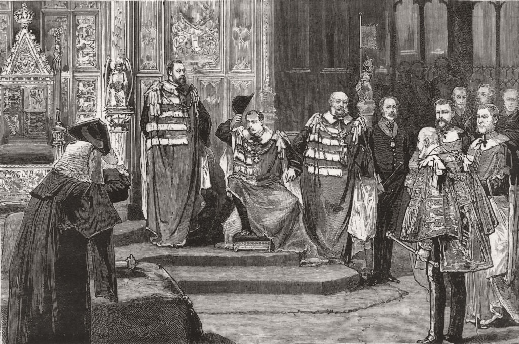 ROYALTY. Installation of Prince Leopold Duke Albany House of Lords 1881 print